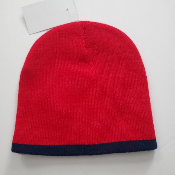 Boston Accessories Boston Mens Streetwear Red And Navy Beanie Play